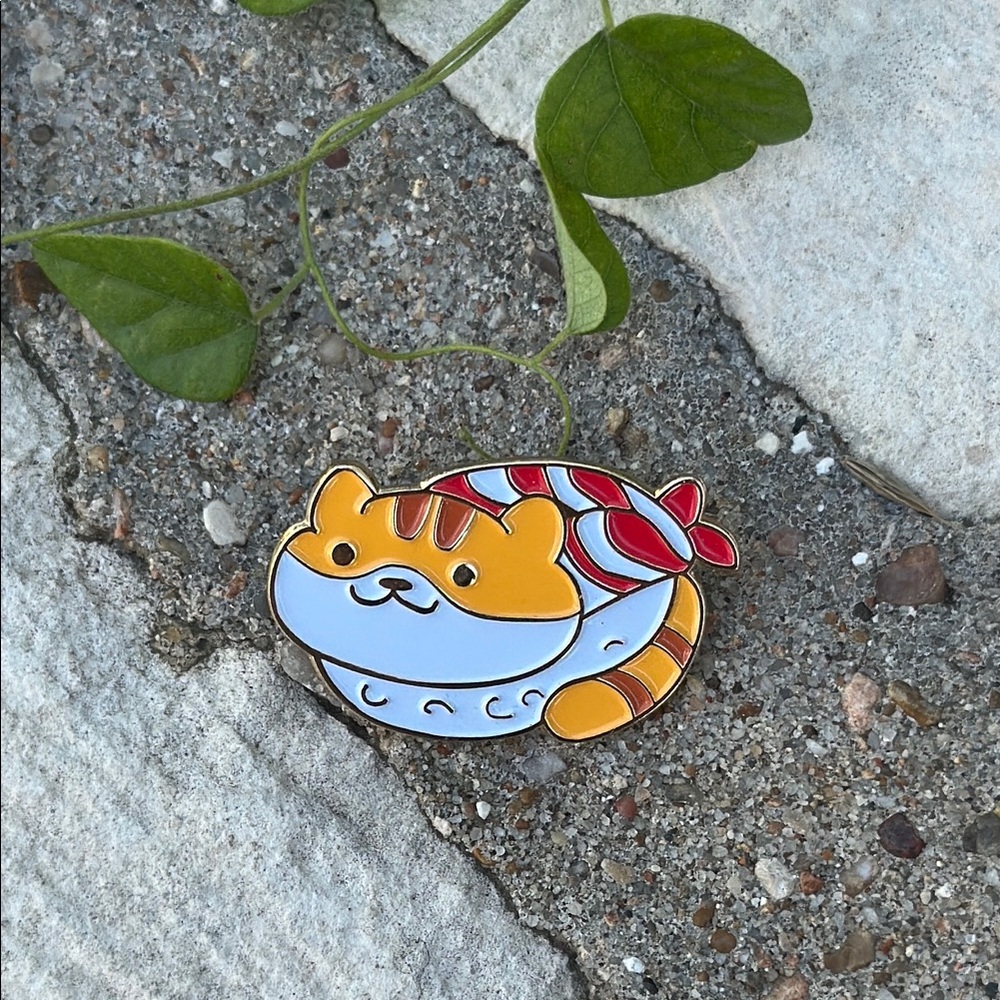 Ebi (shrimp) Sushi Cat Enamel Pin